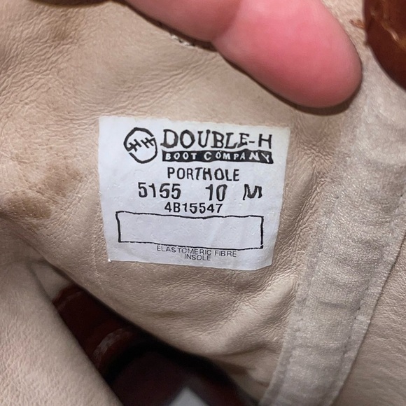 Double H Brown and Blue Cowboy Boots with Decorative Stitching EUC - Picture 7 of 10